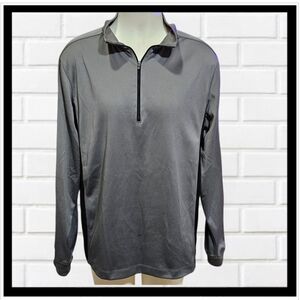 BCG Mens Gray Quarter-Zip Dirt Bike Pullover Sweatshirt Medium